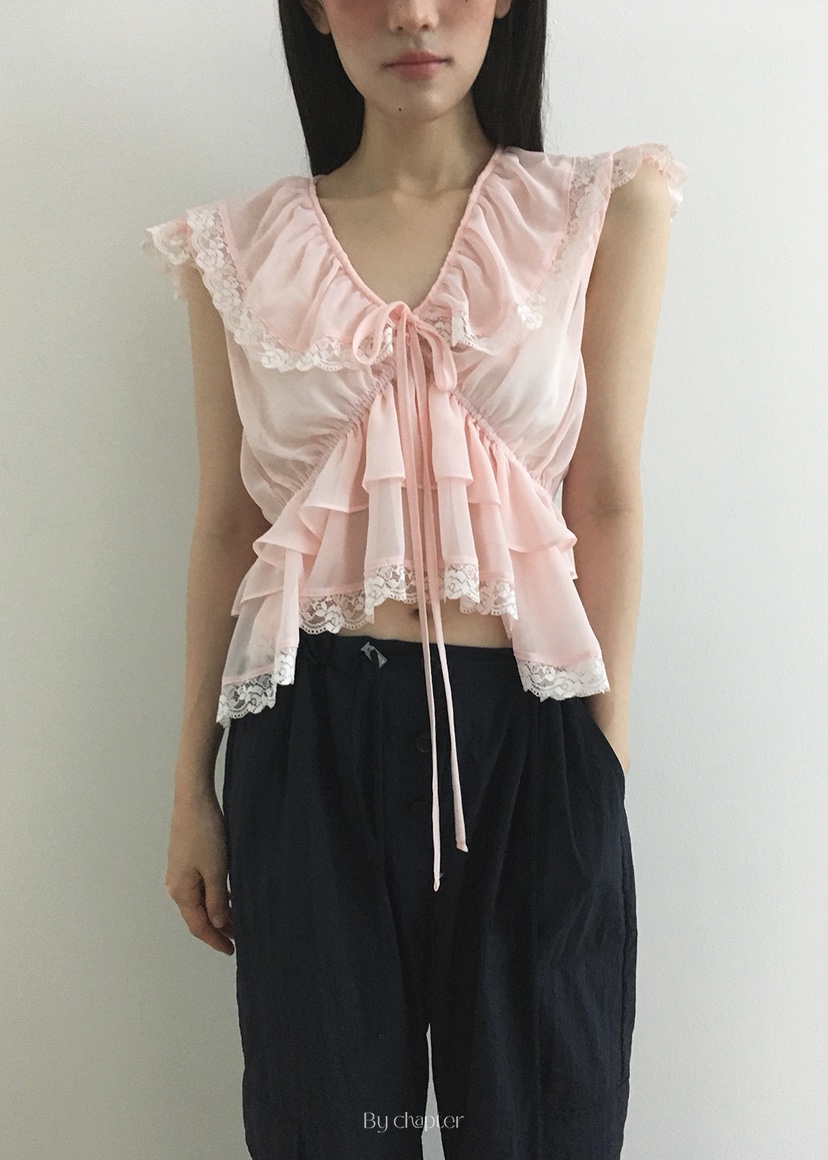 BY CHAPTER韓國代購㊣女士新品真品人氣熱賣25春夏襯衫蕾絲衫Chapter襯衫/蕾絲衫圖色2
