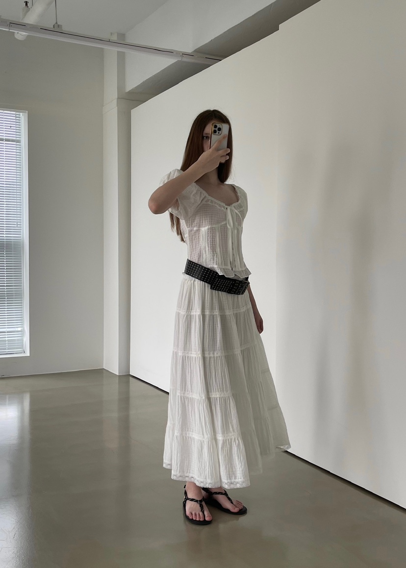 140 AVENUE東大門㊣直郵女裝新品熱賣時尚休閑襯衫蕾絲衫褶皺140 AVENUE襯衫/蕾絲衫