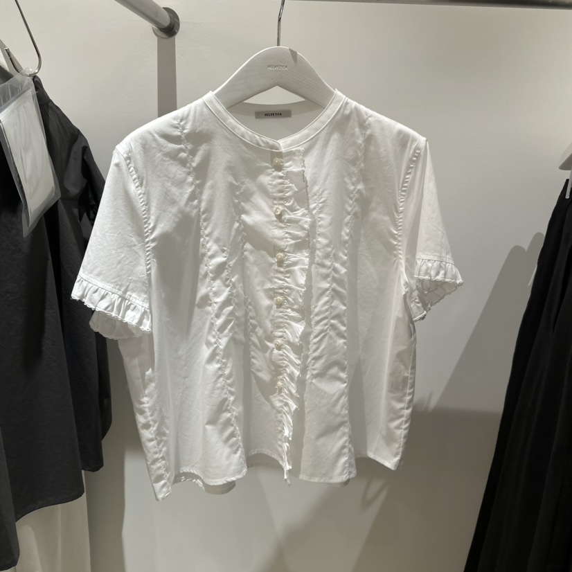HELVETICA東大門㊣實拍女裝新款職業真品休閑襯衫蕾絲衫荷葉邊HELVETICA襯衫/蕾絲衫