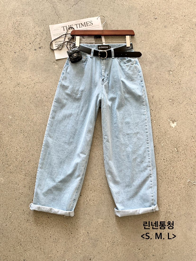 DAVICHI東大門㊣代購女裝新款職業時尚牛仔褲含隨機腰帶亞麻DAVICHI牛仔褲