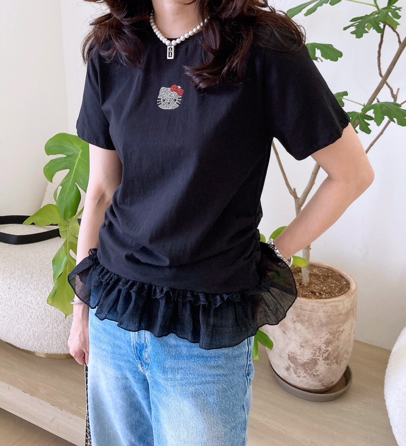 HANNA-A東大門㊣實拍女裝新品時尚25春夏真品人氣職業休閑T恤HANNAT恤圖色2