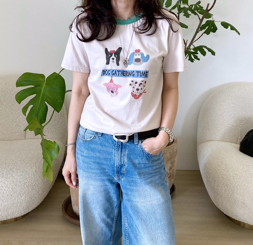 HANNA-A東大門㊣實拍女士新品休閑熱賣時尚人氣真品推薦T恤HANNAT恤圖色2