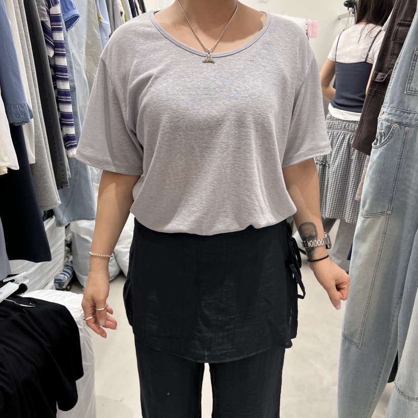 SOLD OUT韓國代購㊣女裝新款人氣真品時尚職業T恤天然亞麻SOLD OUTT恤圖色2