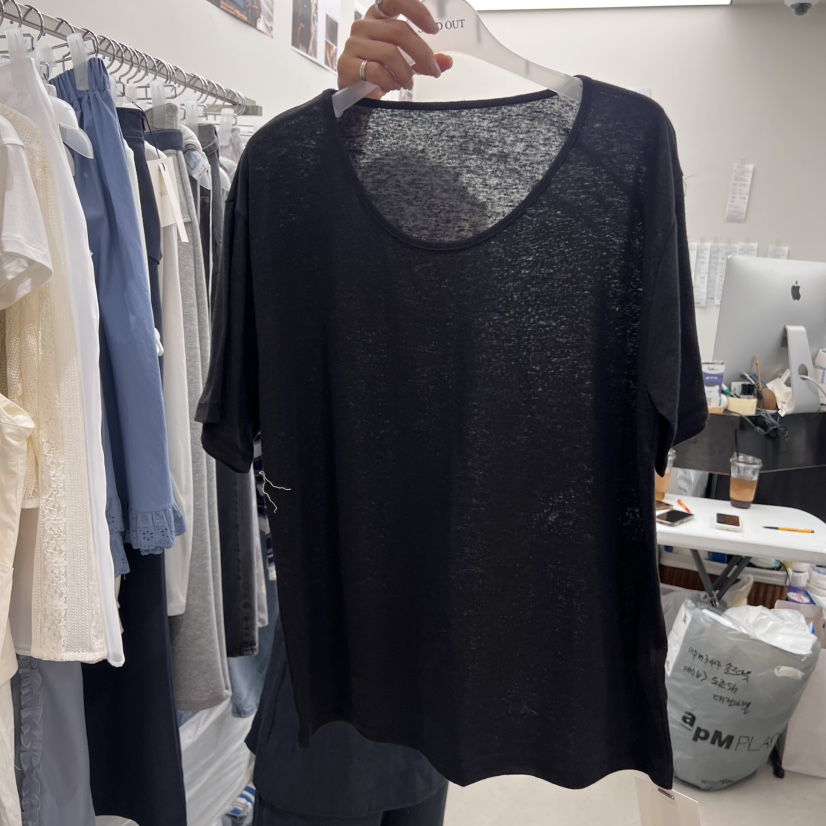 SOLD OUT韓國代購㊣女裝新款人氣真品時尚職業T恤天然亞麻SOLD OUTT恤圖色4