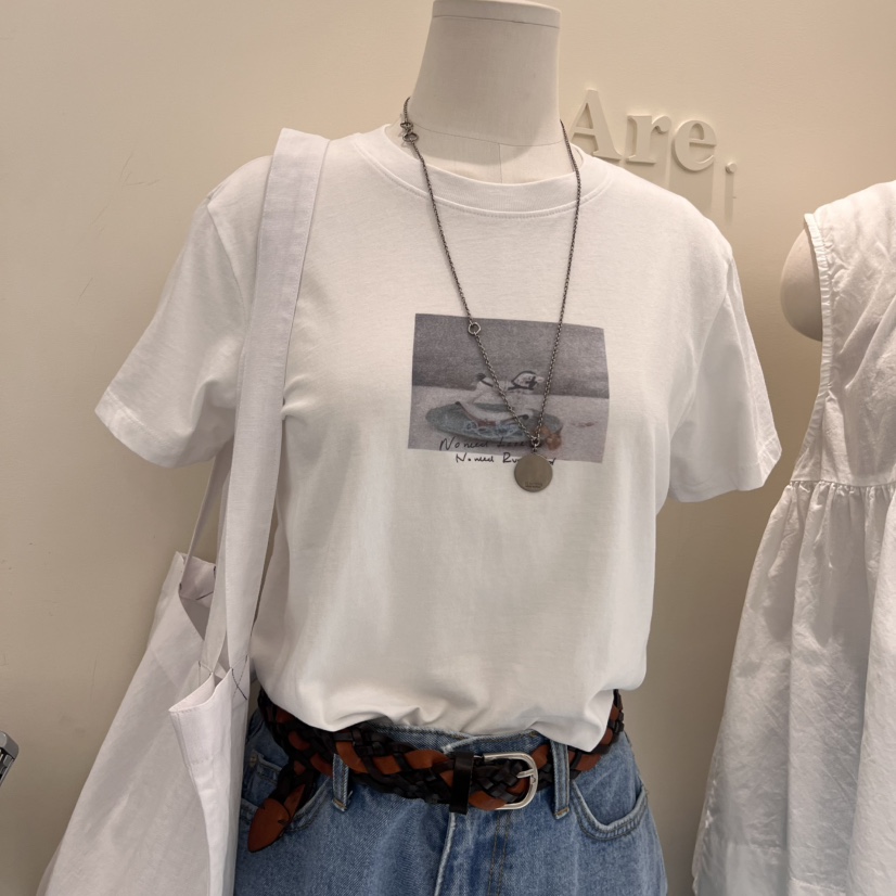 ARE東大門㊣實拍女裝新品熱賣職業25春夏真品人氣休閑時尚T恤ARE YOU/ARET恤圖色3