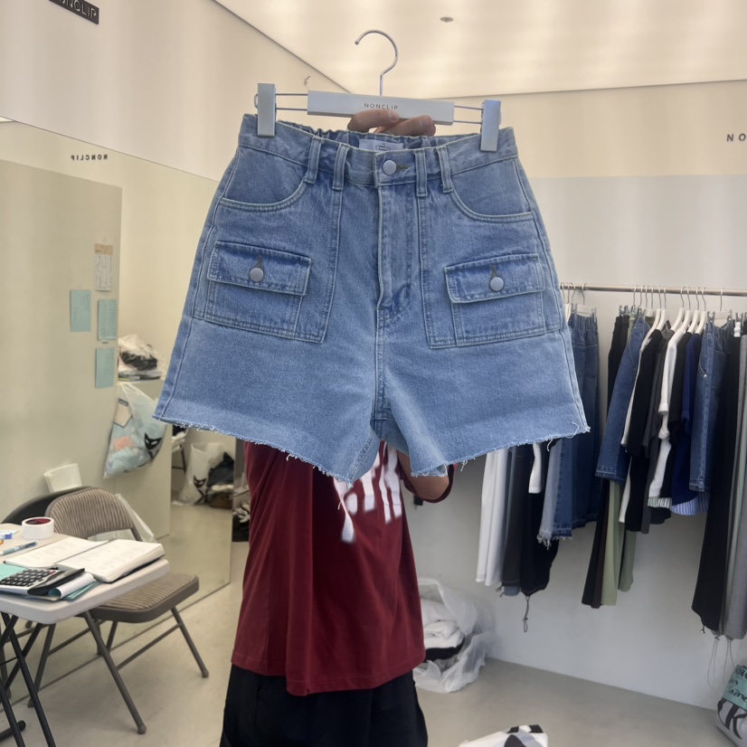 NON CLIP東大門㊣代購女士新品休閑推薦熱賣職業時尚短褲口袋NON CLIP短褲