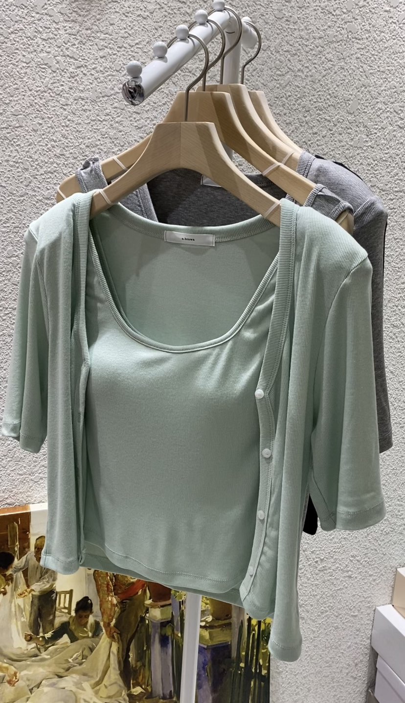 N BROWN韓國代購㊣女裝新款熱賣時尚25春夏真品休閑套裝開衫N BROWN套裝圖色4
