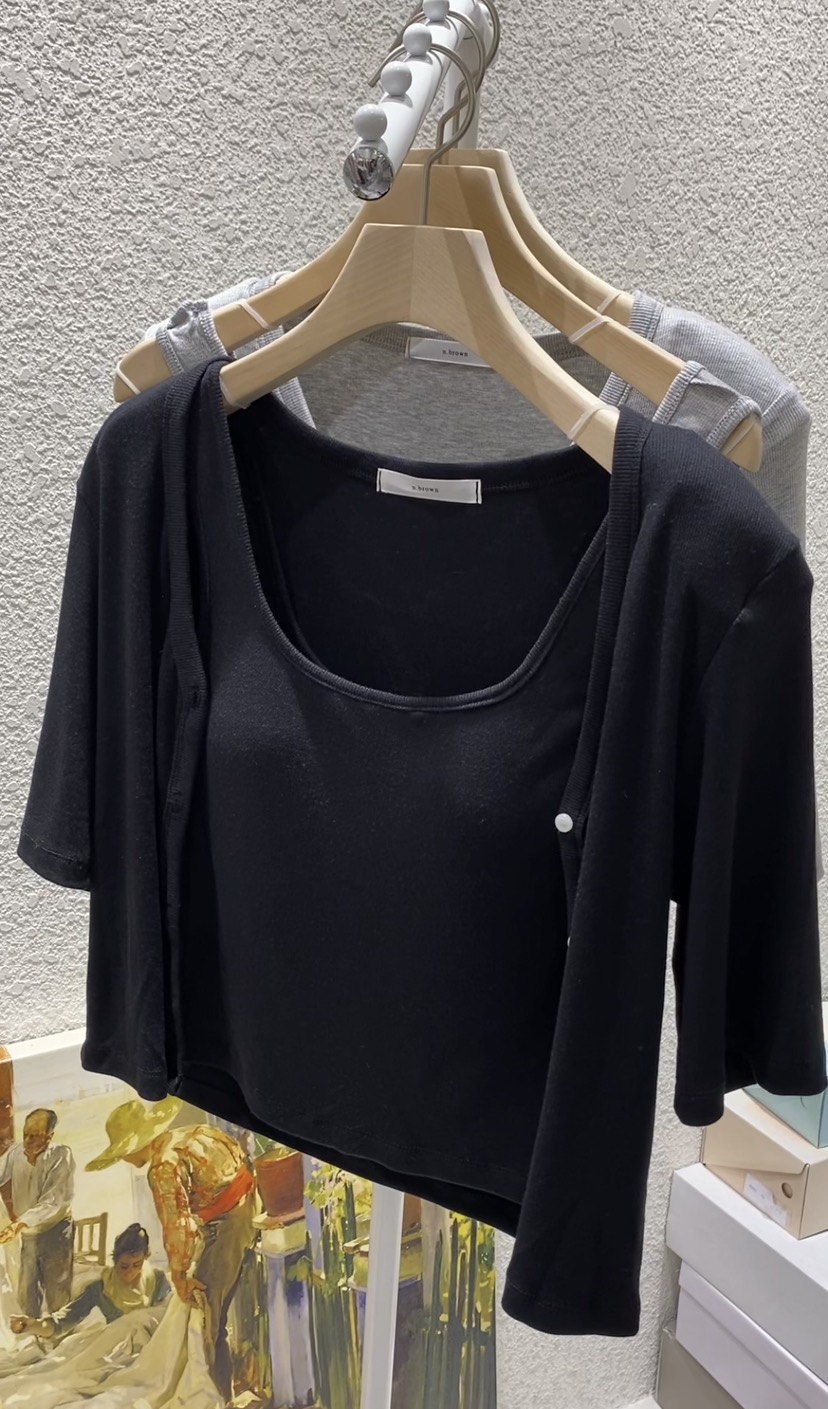 N BROWN韓國代購㊣女裝新款熱賣時尚25春夏真品休閑套裝開衫N BROWN套裝圖色5