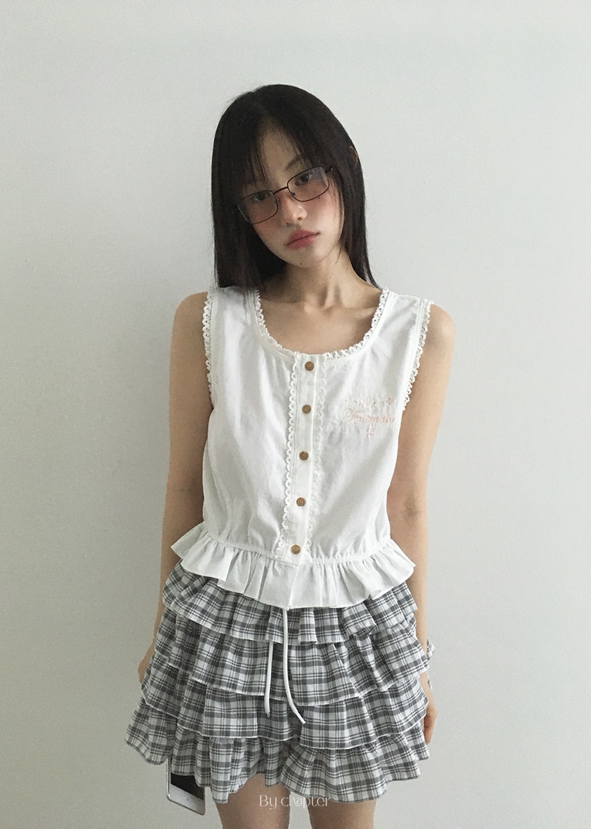 BY CHAPTER東大門㊣實拍女裝新品真品休閑時尚職業馬甲刺繡Chapter馬甲