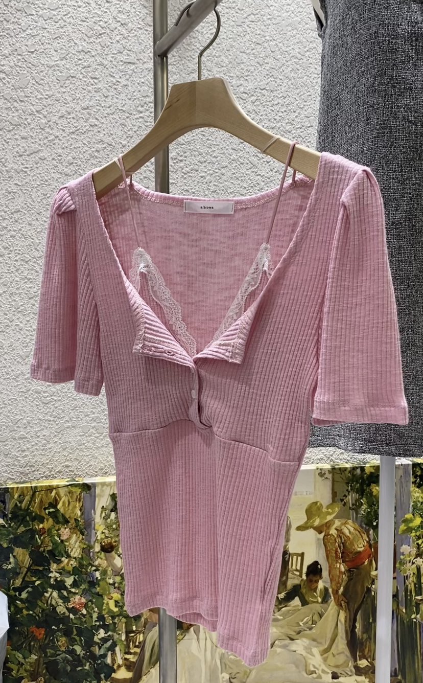 N BROWN韓國代購㊣女士新品休閑職業推薦時尚真品25春夏T恤N BROWNT恤圖色3