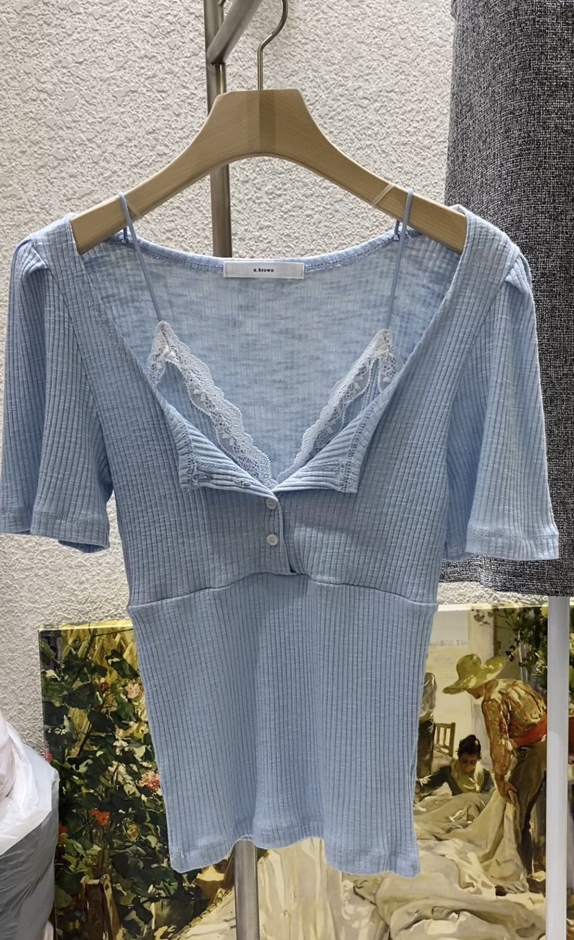N BROWN韓國代購㊣女士新品休閑職業推薦時尚真品25春夏T恤N BROWNT恤圖色4
