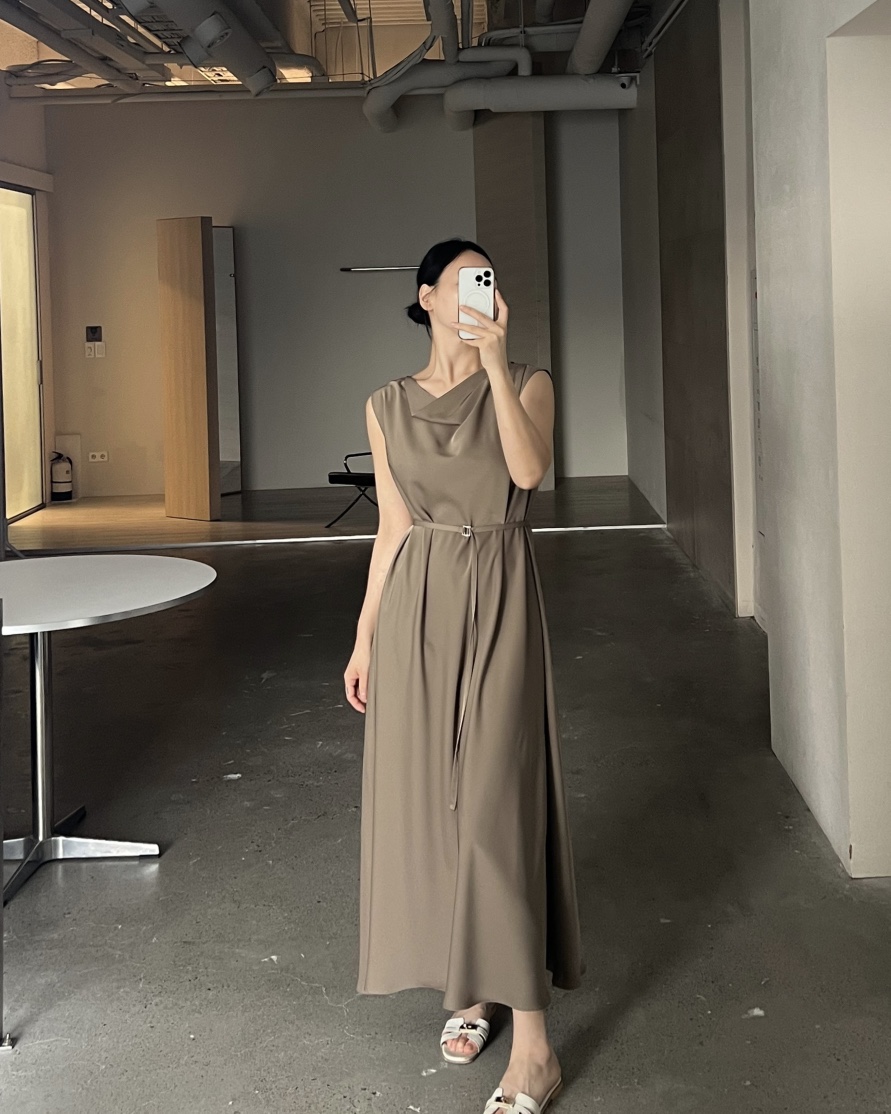 VERNI東大門㊣代購女士新品25春夏人氣推薦時尚連衣裙含腰繩VERNI連衣裙