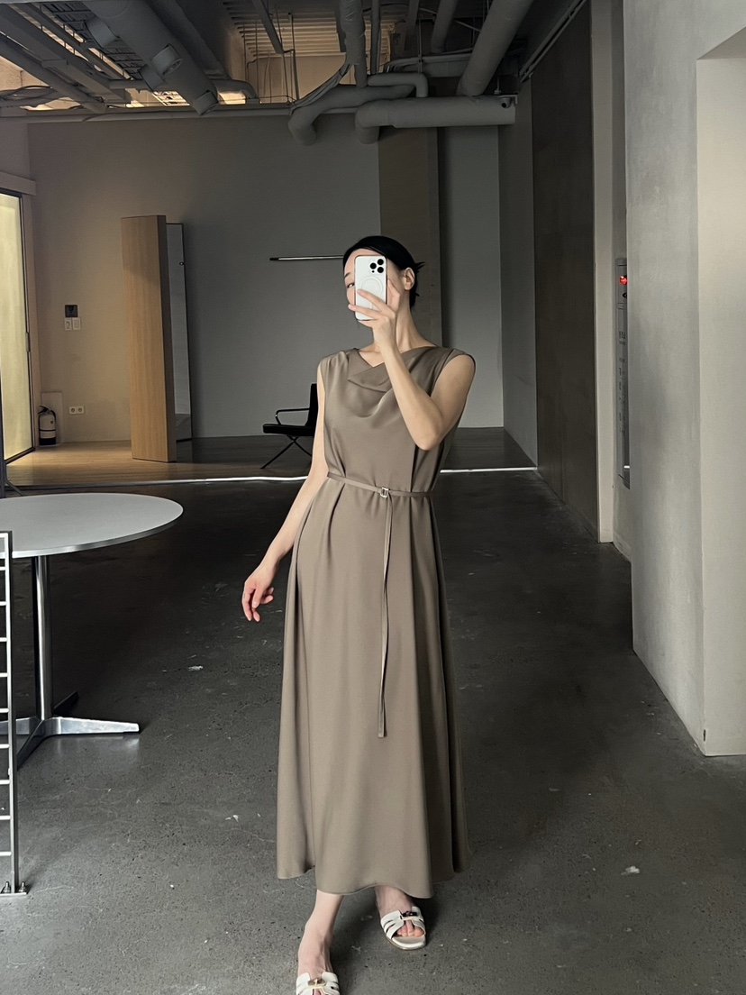 VERNI東大門㊣代購女士新品25春夏人氣推薦時尚連衣裙含腰繩VERNI連衣裙