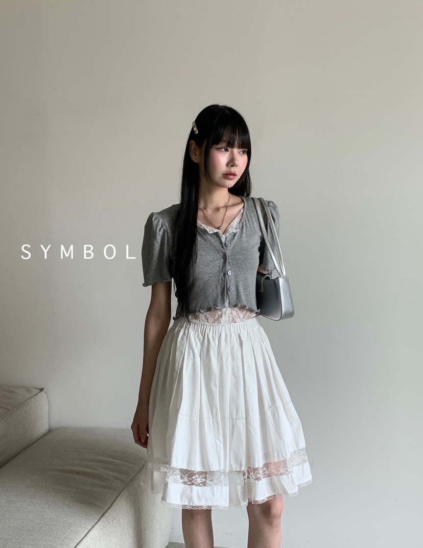 SYMBOL韓國直郵㊣女士新款熱賣時尚職業休閑T恤泡泡袖雙層開衫SYMBOLT恤