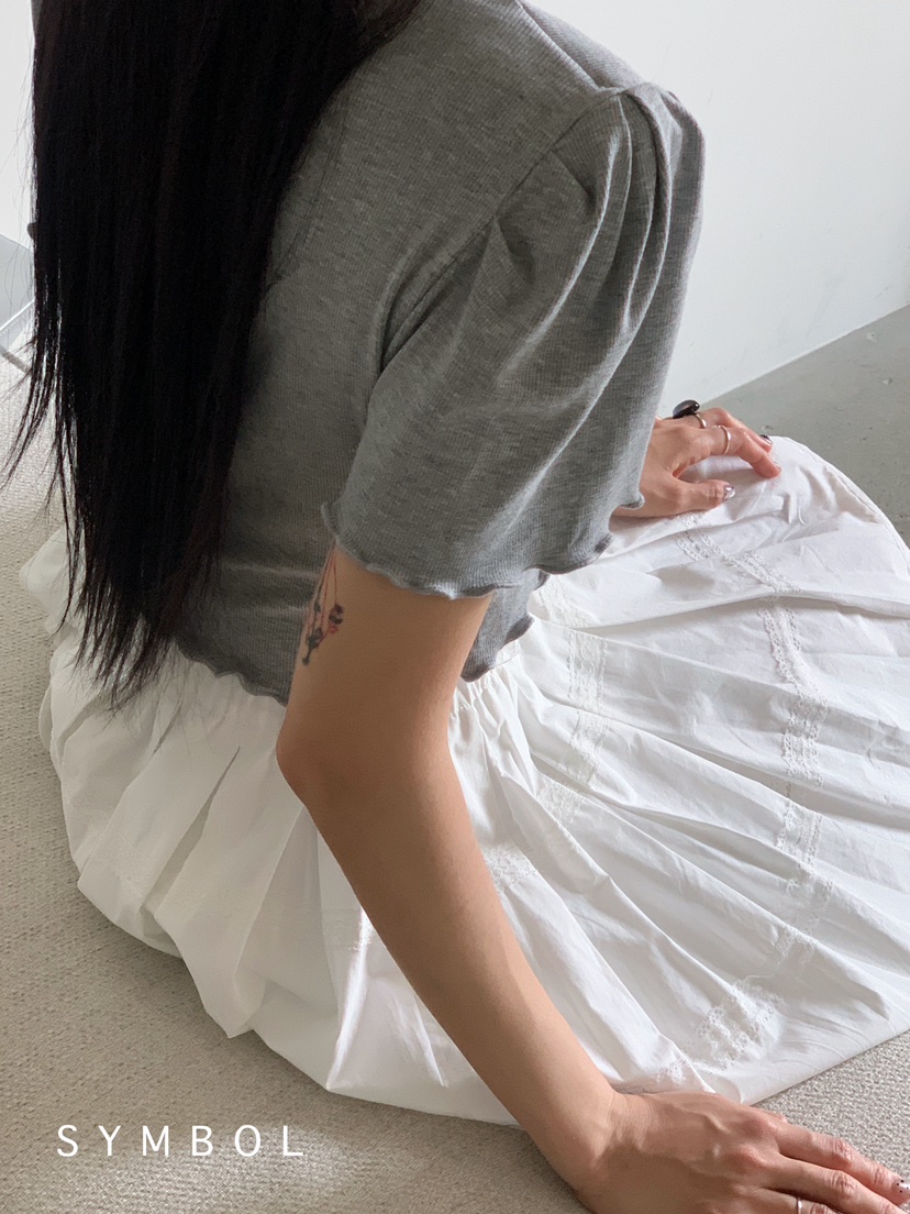 SYMBOL韓國直郵㊣女士新款熱賣時尚職業休閑T恤泡泡袖雙層開衫SYMBOLT恤