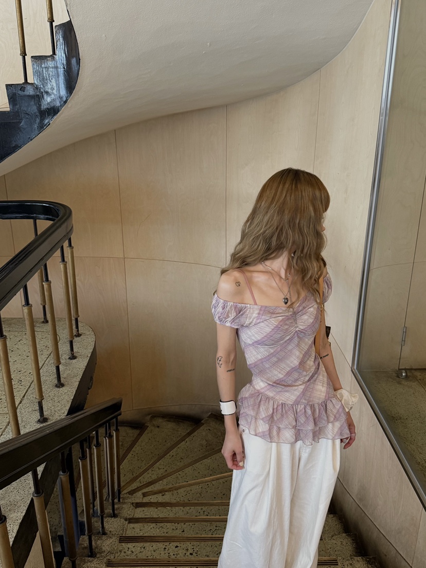 ZEROZERO韓國直郵㊣女裝新品熱賣人氣25春夏襯衫蕾絲衫格紋ZEROZERO襯衫/蕾絲衫