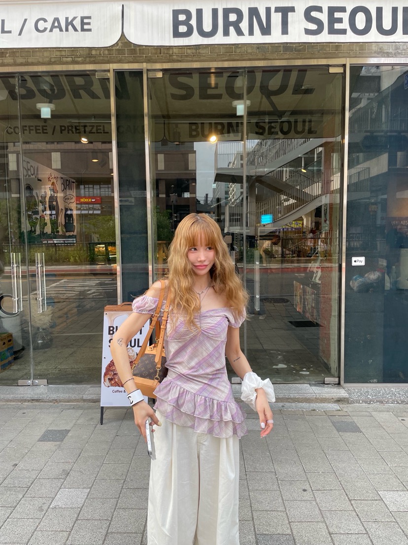 ZEROZERO韓國直郵㊣女裝新品熱賣人氣25春夏襯衫蕾絲衫格紋ZEROZERO襯衫/蕾絲衫