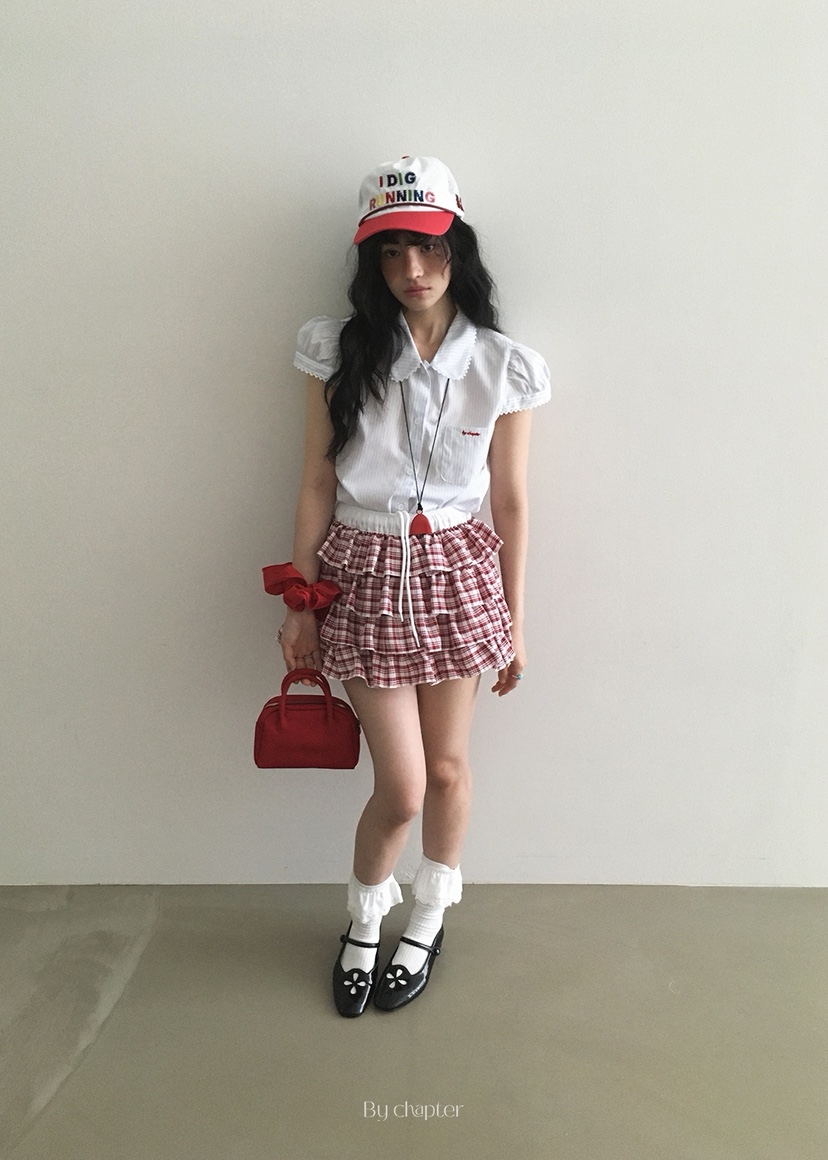 BY CHAPTER韓國直郵㊣女士新款休閑25春夏時尚人氣短裙格紋Chapter短裙