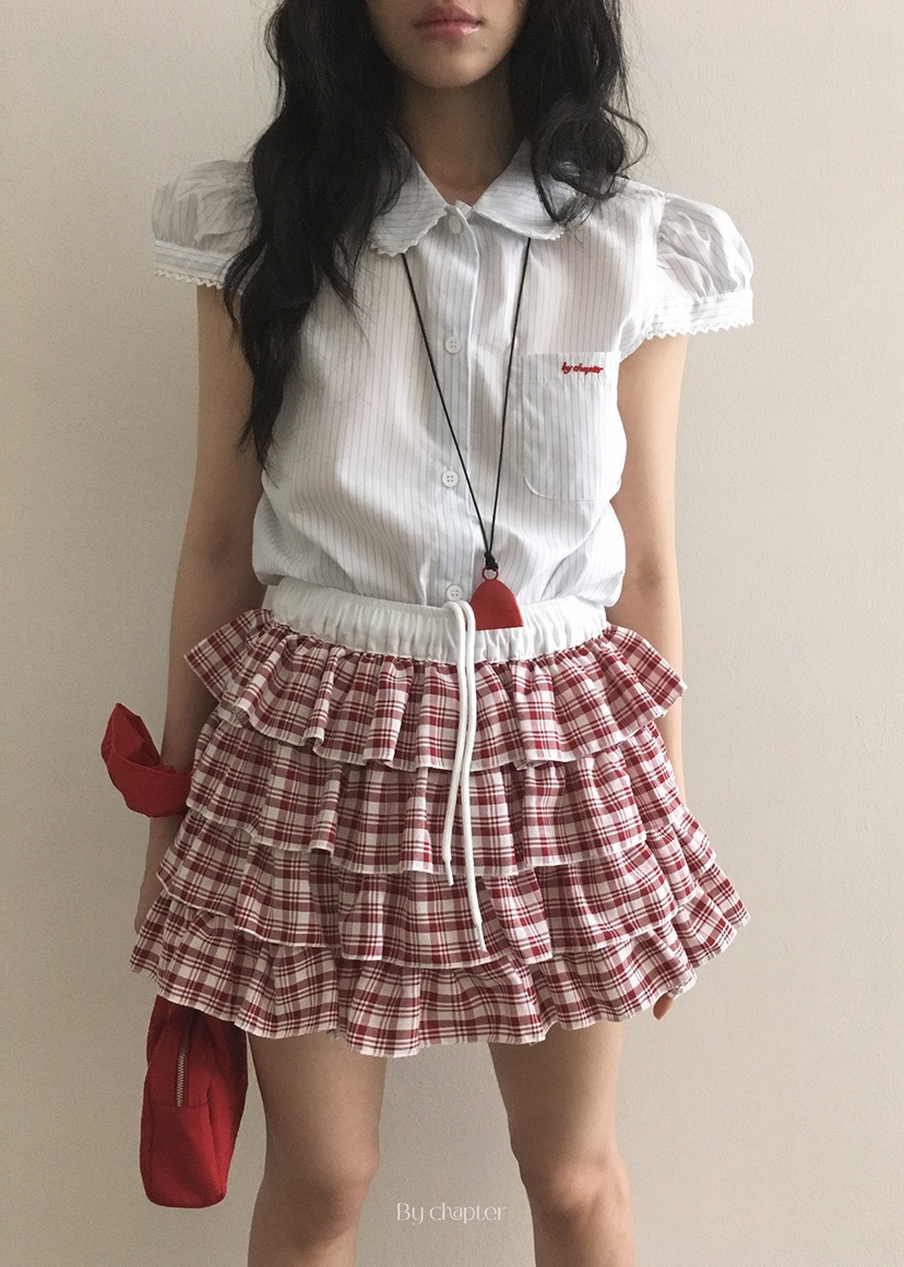 BY CHAPTER韓國直郵㊣女士新款休閑25春夏時尚人氣短裙格紋Chapter短裙