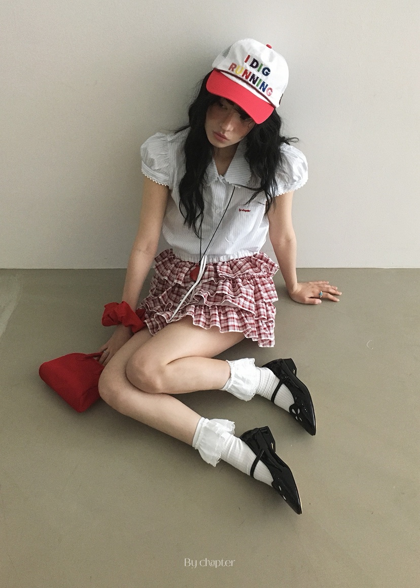 BY CHAPTER韓國直郵㊣女士新款休閑25春夏時尚人氣短裙格紋Chapter短裙