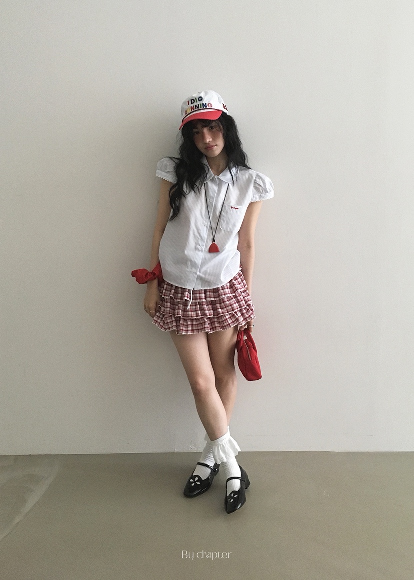 BY CHAPTER韓國直郵㊣女士新款休閑25春夏時尚人氣短裙格紋Chapter短裙