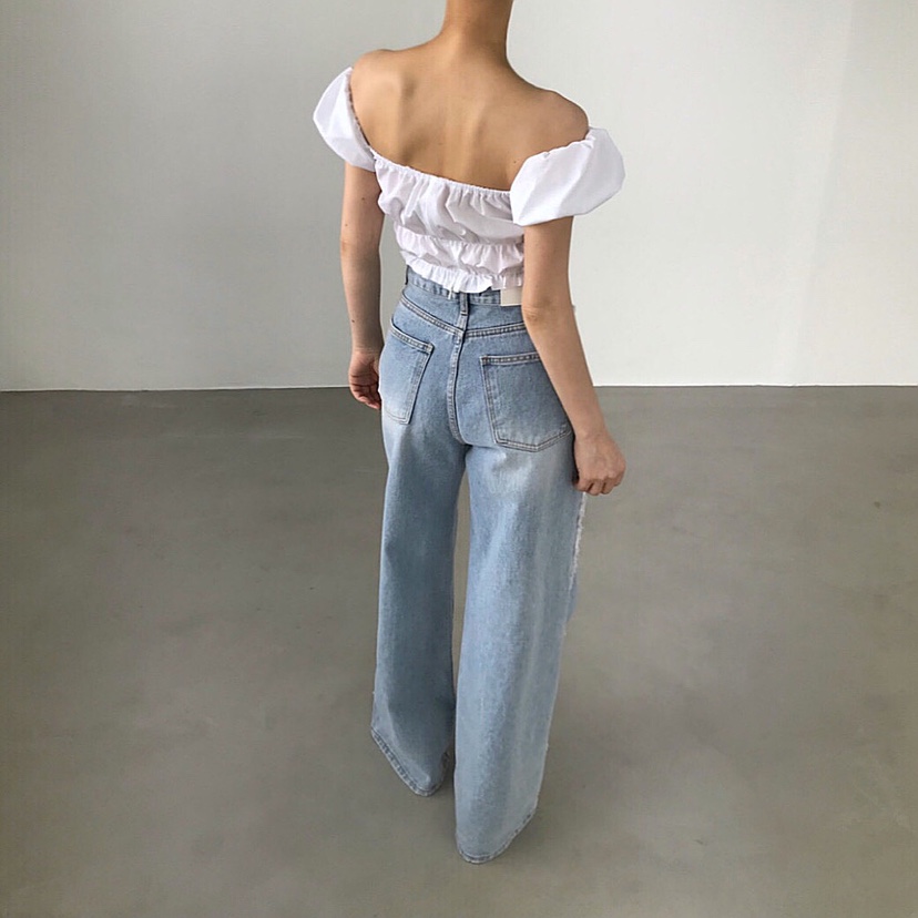 2TWO MOON韓國代購㊣女士新款職業人氣熱賣襯衫蕾絲衫泡泡袖2TWO MOON襯衫/蕾絲衫
