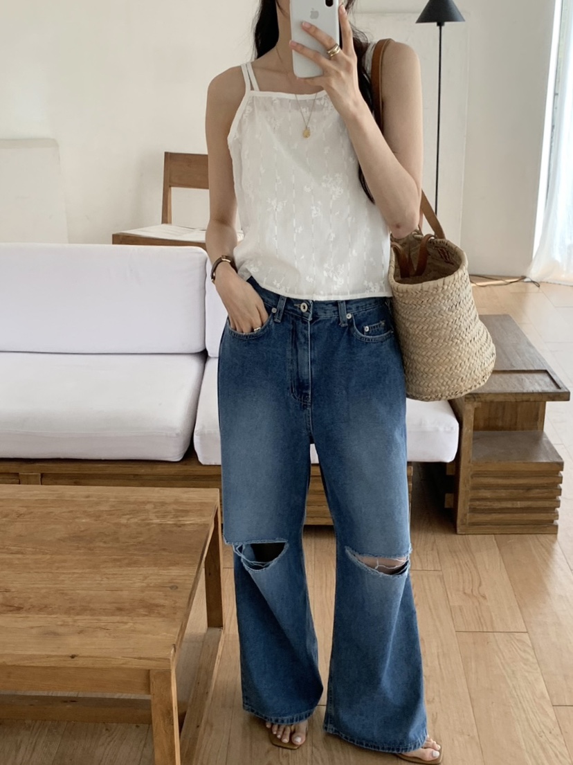 WOOD東大門㊣直郵女裝新品時尚休閑真品25春夏吊帶背心蕾絲緊身WOOD吊帶/背心