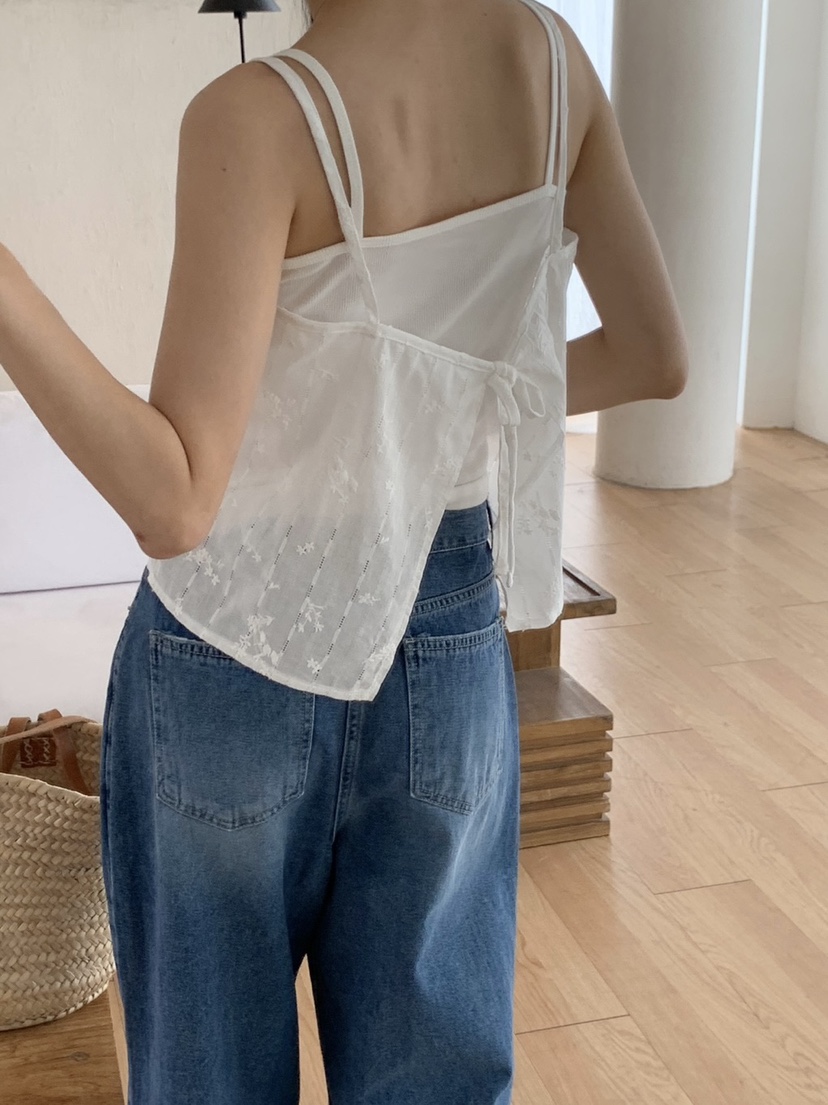 WOOD東大門㊣直郵女裝新品時尚休閑真品25春夏吊帶背心蕾絲緊身WOOD吊帶/背心