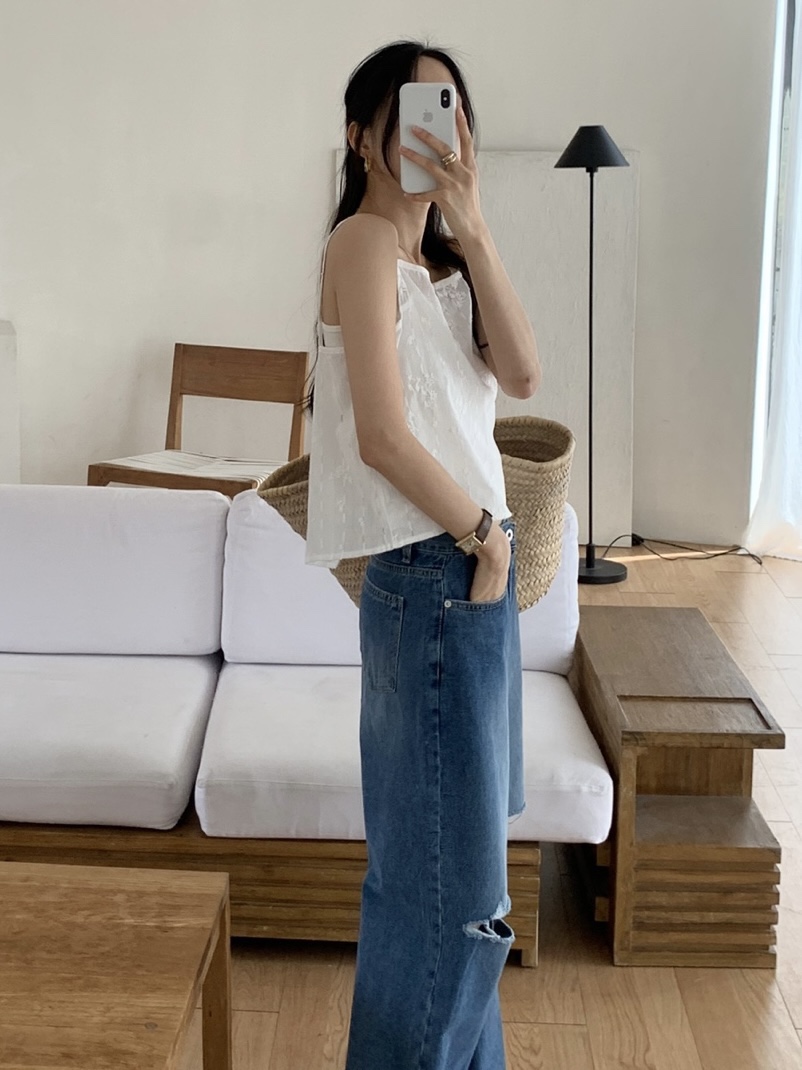 WOOD東大門㊣直郵女裝新品時尚休閑真品25春夏吊帶背心蕾絲緊身WOOD吊帶/背心