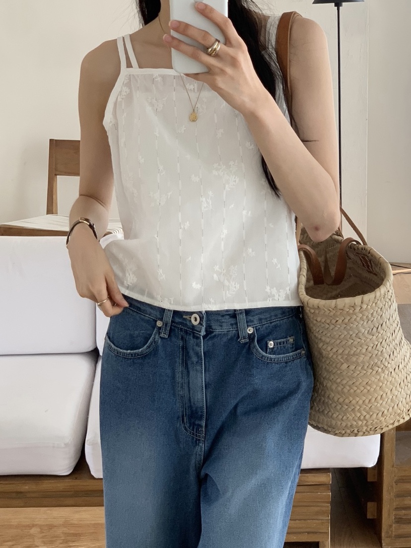 WOOD東大門㊣直郵女裝新品時尚休閑真品25春夏吊帶背心蕾絲緊身WOOD吊帶/背心