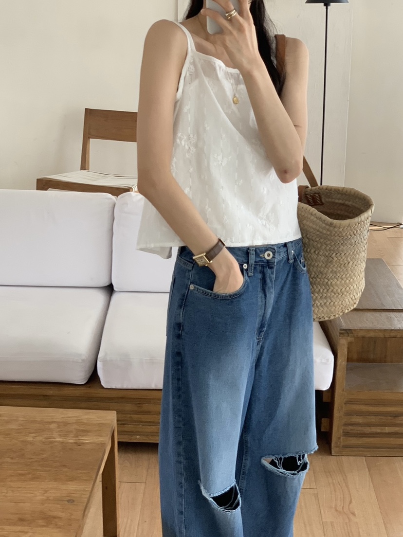 WOOD東大門㊣直郵女裝新品時尚休閑真品25春夏吊帶背心蕾絲緊身WOOD吊帶/背心