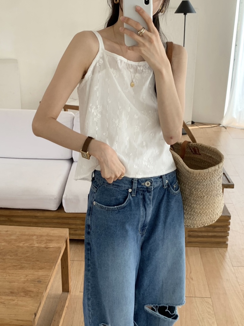 WOOD東大門㊣直郵女裝新品時尚休閑真品25春夏吊帶背心蕾絲緊身WOOD吊帶/背心