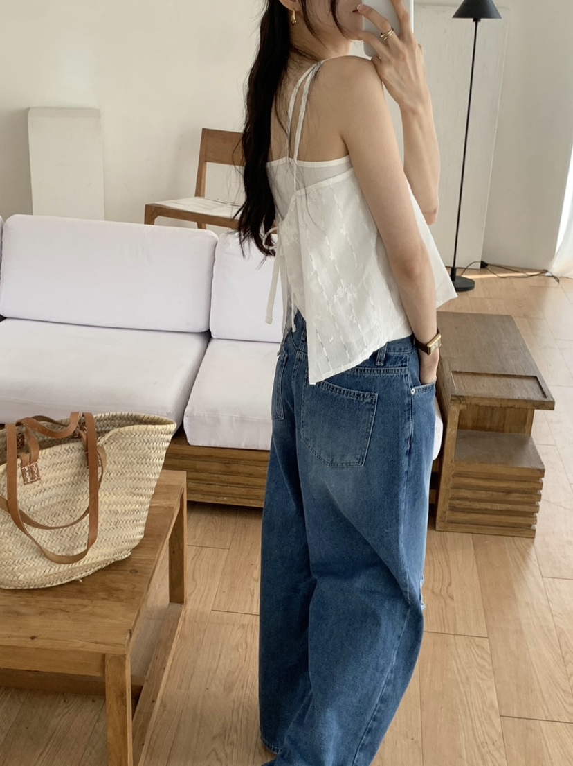 WOOD東大門㊣直郵女裝新品時尚休閑真品25春夏吊帶背心蕾絲緊身WOOD吊帶/背心