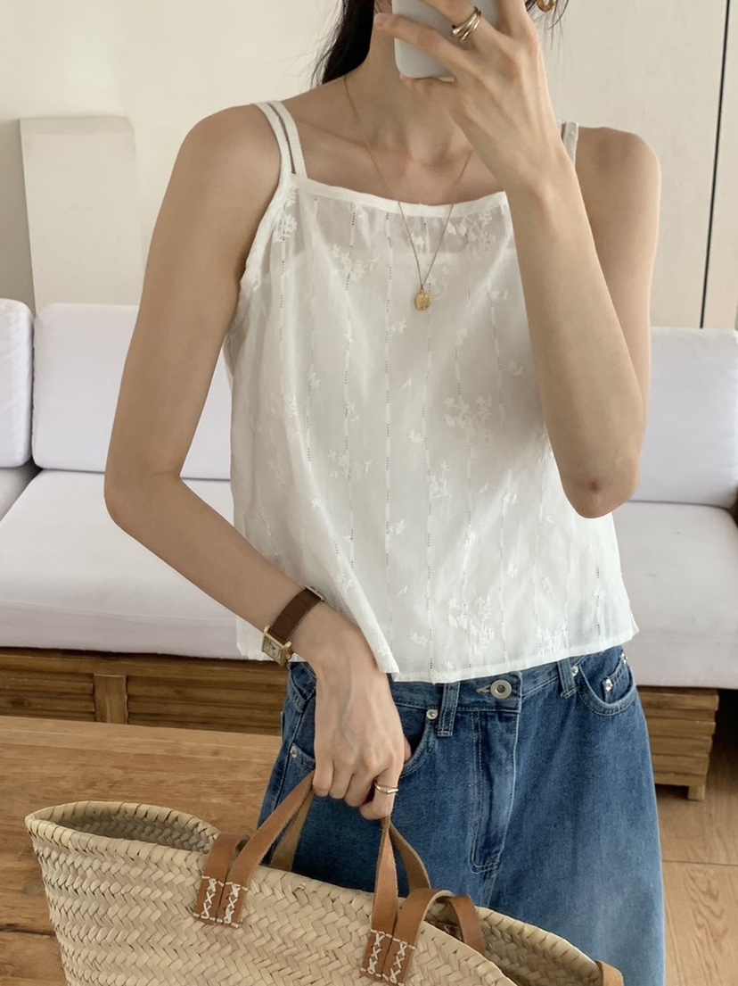 WOOD東大門㊣直郵女裝新品時尚休閑真品25春夏吊帶背心蕾絲緊身WOOD吊帶/背心