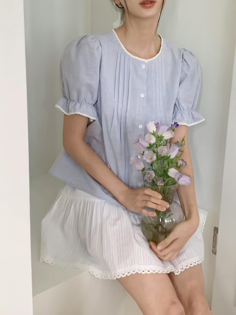 ANOU韓國代購㊣女士新款25春夏推薦人氣真品休閑襯衫蕾絲衫ANOU襯衫/蕾絲衫