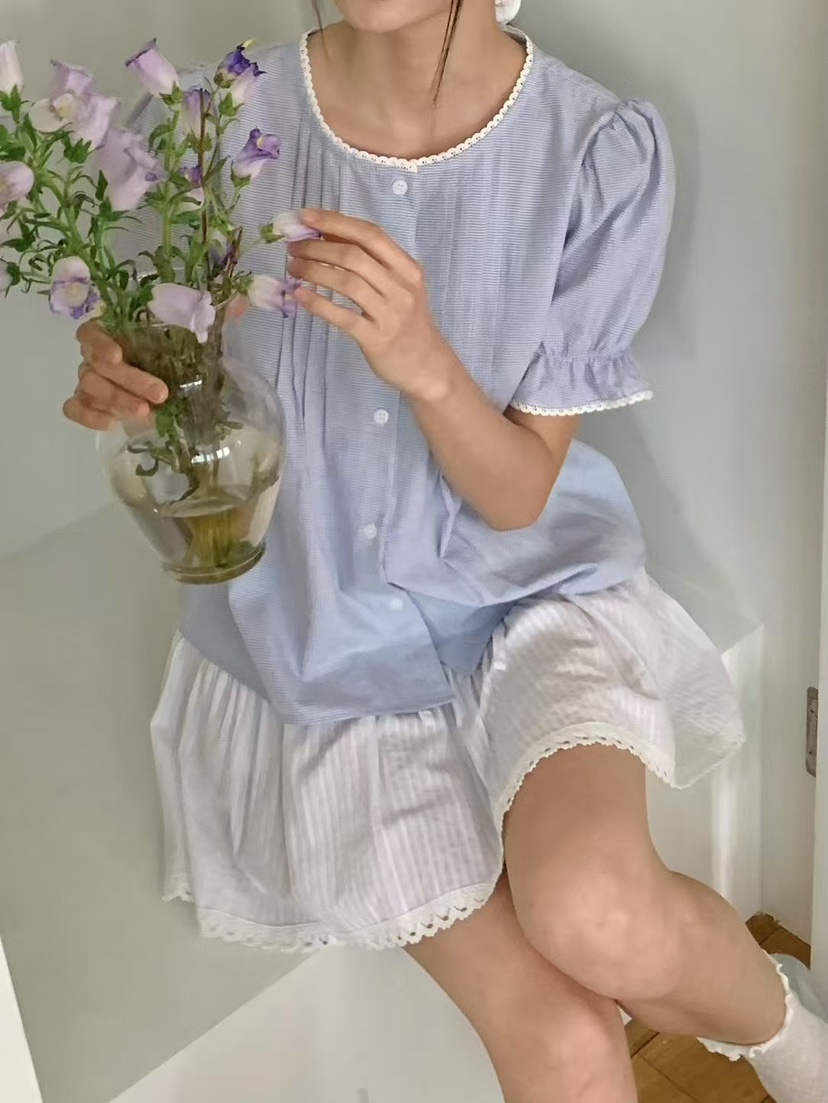 ANOU韓國代購㊣女士新款25春夏推薦人氣真品休閑襯衫蕾絲衫ANOU襯衫/蕾絲衫