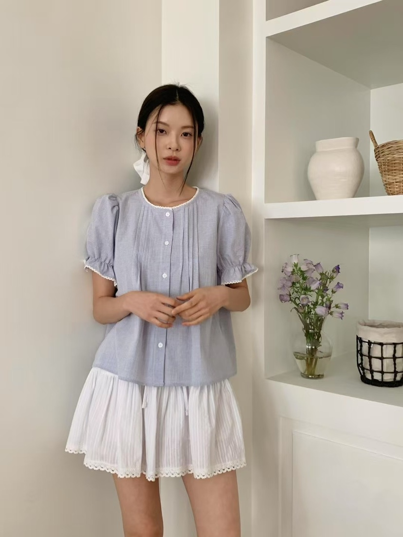 ANOU韓國代購㊣女士新款25春夏推薦人氣真品休閑襯衫蕾絲衫ANOU襯衫/蕾絲衫