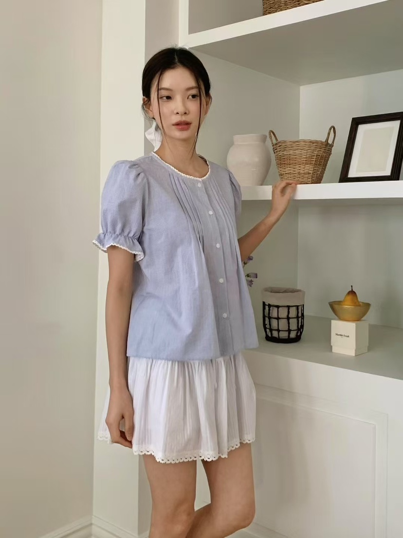 ANOU韓國代購㊣女士新款25春夏推薦人氣真品休閑襯衫蕾絲衫ANOU襯衫/蕾絲衫