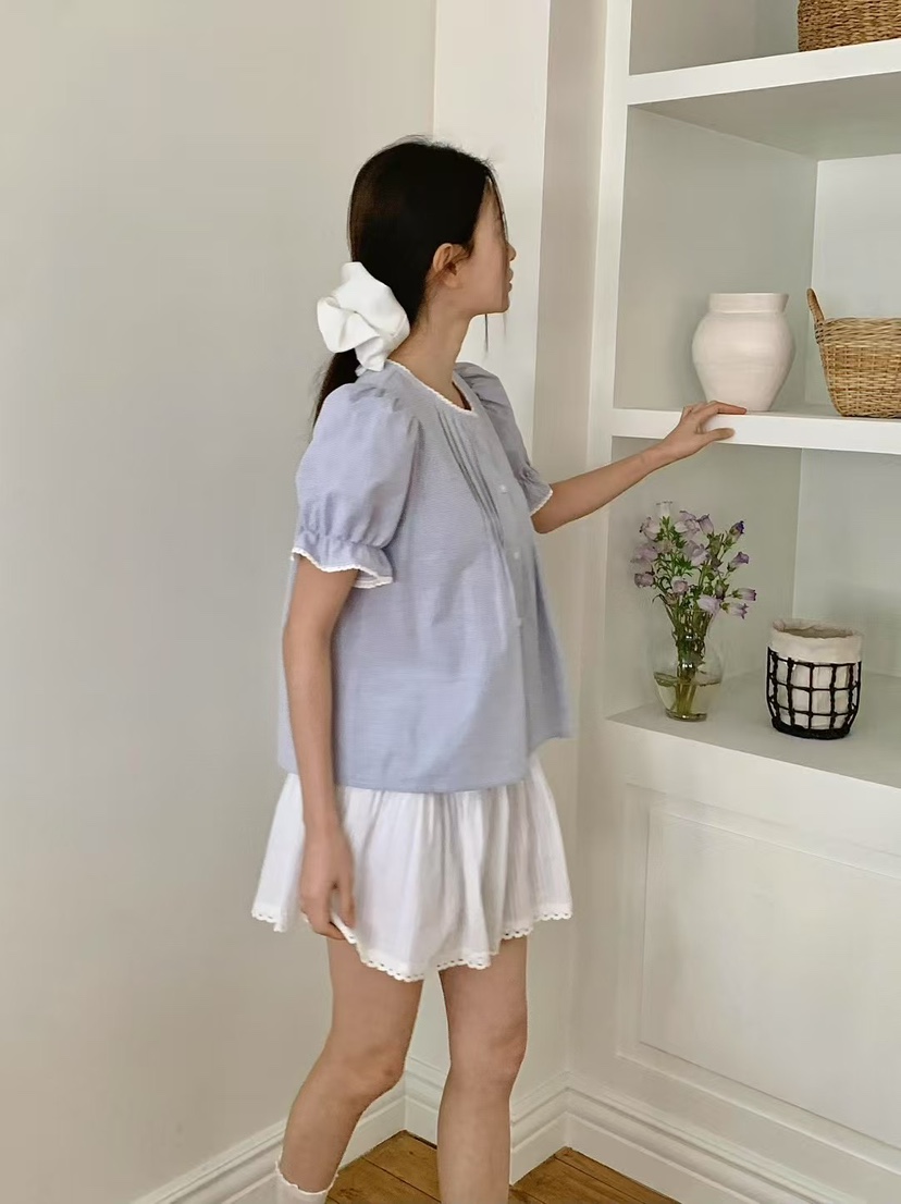 ANOU韓國代購㊣女士新款25春夏推薦人氣真品休閑襯衫蕾絲衫ANOU襯衫/蕾絲衫