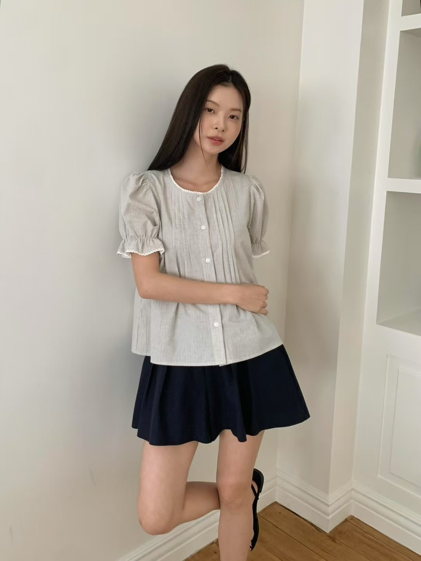 ANOU韓國代購㊣女士新款25春夏推薦人氣真品休閑襯衫蕾絲衫ANOU襯衫/蕾絲衫