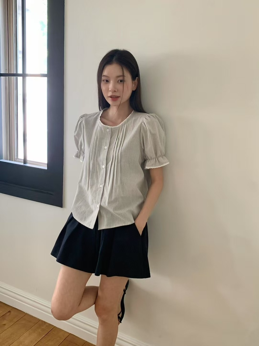 ANOU韓國代購㊣女士新款25春夏推薦人氣真品休閑襯衫蕾絲衫ANOU襯衫/蕾絲衫