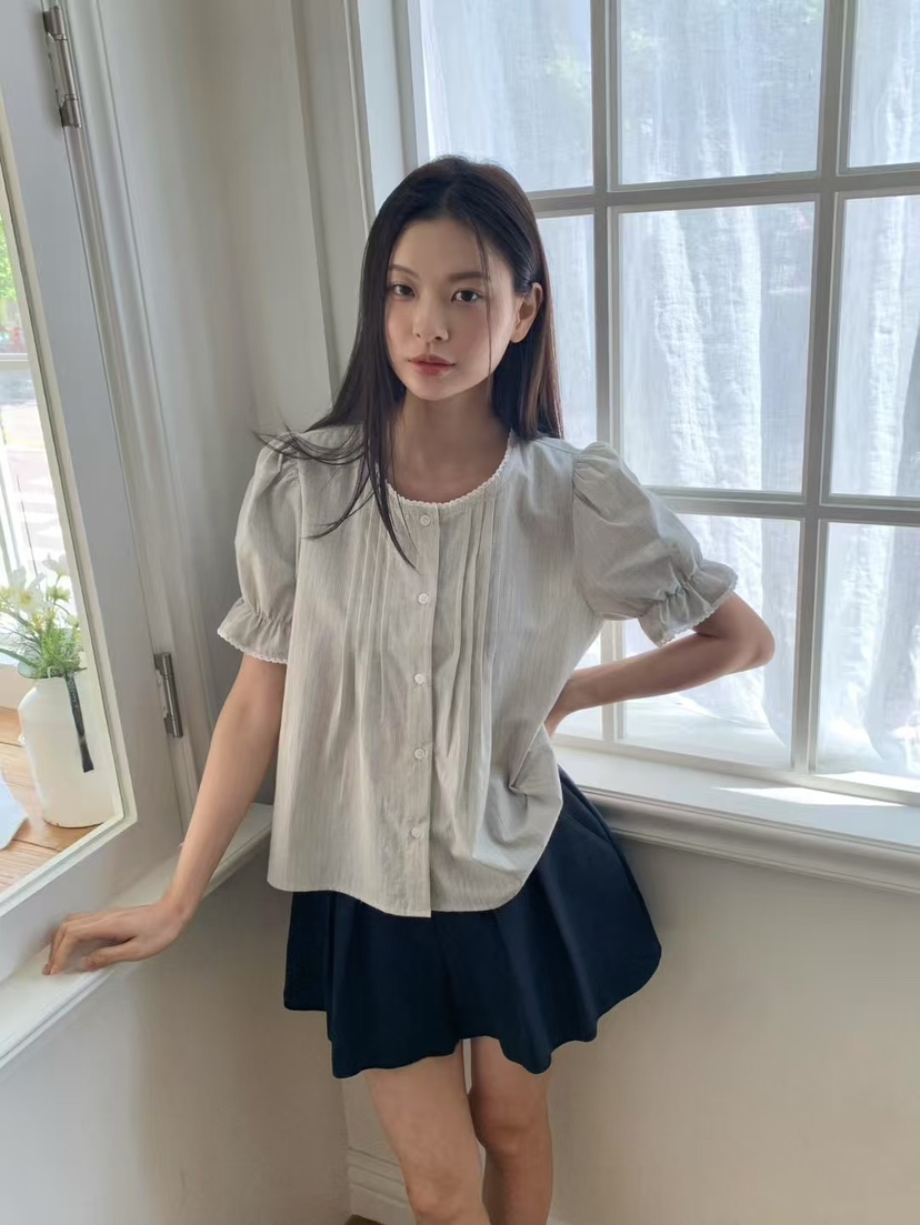ANOU韓國代購㊣女士新款25春夏推薦人氣真品休閑襯衫蕾絲衫ANOU襯衫/蕾絲衫