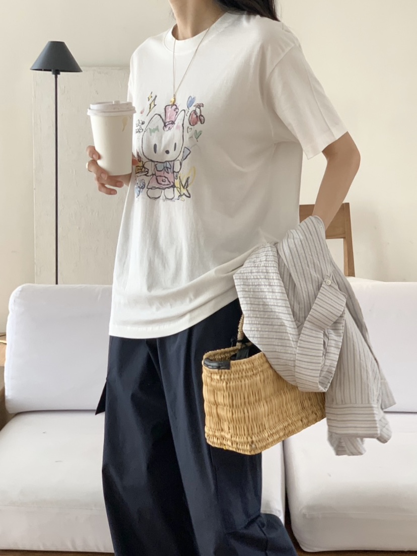 WOOD東大門㊣直郵女士新款職業推薦休閑真品25春夏時尚人氣T恤WOODT恤