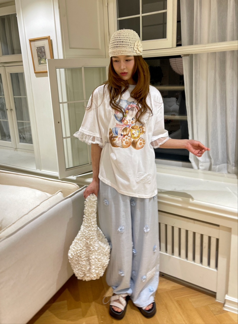 BOUTIQUE-L韓國代購㊣女裝新款熱賣職業25春夏時尚T恤斗篷BOUTIQUE-LT恤圖色2