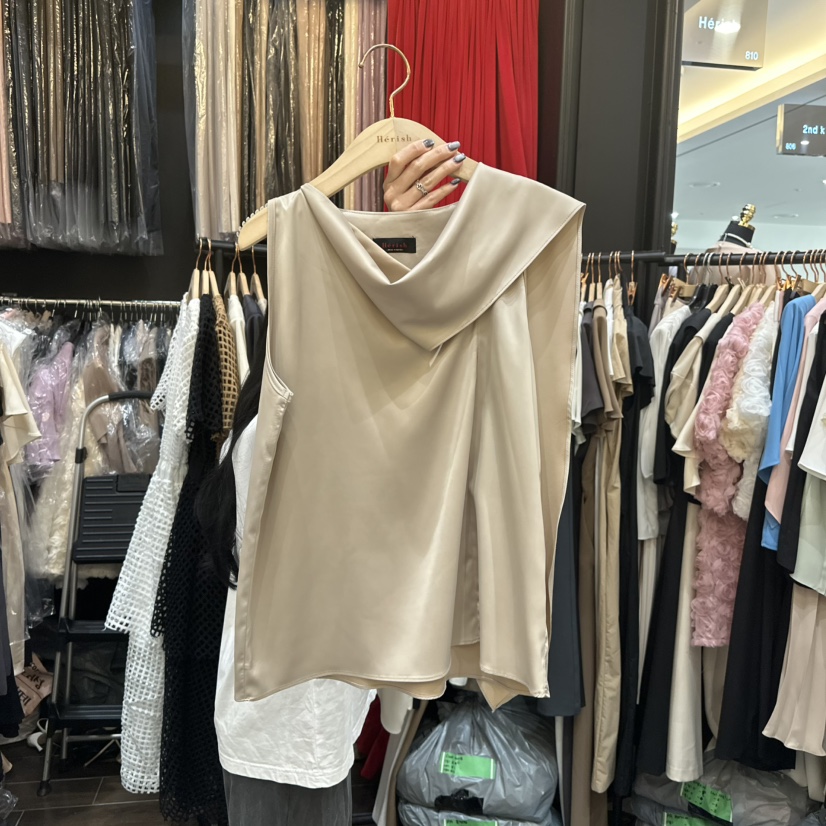 HERISH韓國直郵㊣女裝新品時尚真品熱賣推薦職業吊帶背心緞面Herish吊帶/背心圖色2