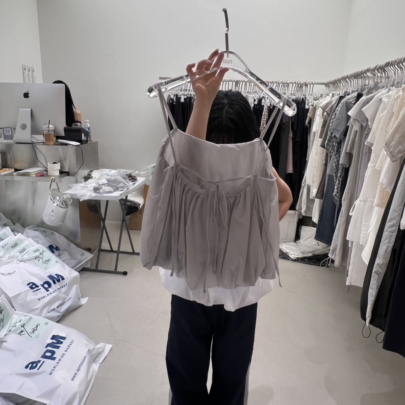 PADO韓國直郵㊣女裝新品推薦人氣休閑真品時尚吊帶背心褶皺PADO吊帶/背心