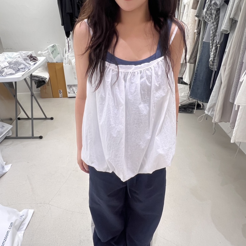 PADO韓國直郵㊣女裝新品推薦人氣休閑真品時尚吊帶背心褶皺PADO吊帶/背心圖色2