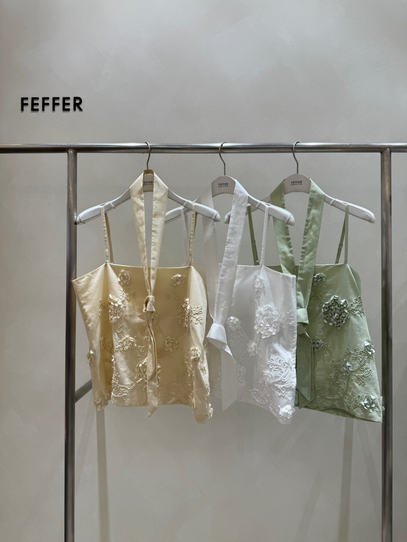 FEFFER韓國直郵㊣女裝新品熱賣25春夏人氣職業吊帶背心含脖帶FEFFER吊帶/背心