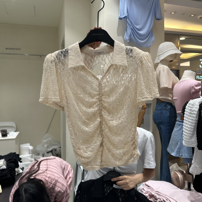 MONOPOLY韓國代購㊣女裝新款推薦真品職業時尚人氣襯衫蕾絲衫uha襯衫/蕾絲衫圖色2