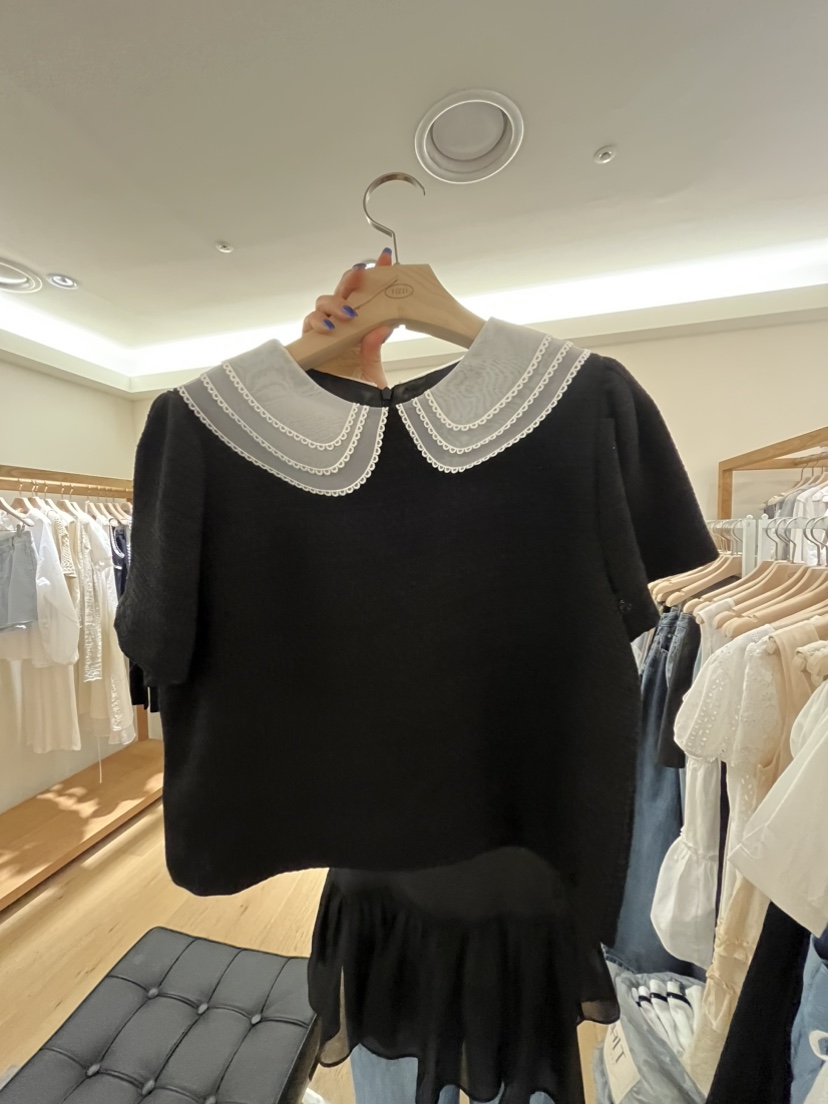 TIZZI韓國代購㊣女士新款熱賣真品25春夏職業休閑襯衫蕾絲衫TIZZI襯衫/蕾絲衫圖色2